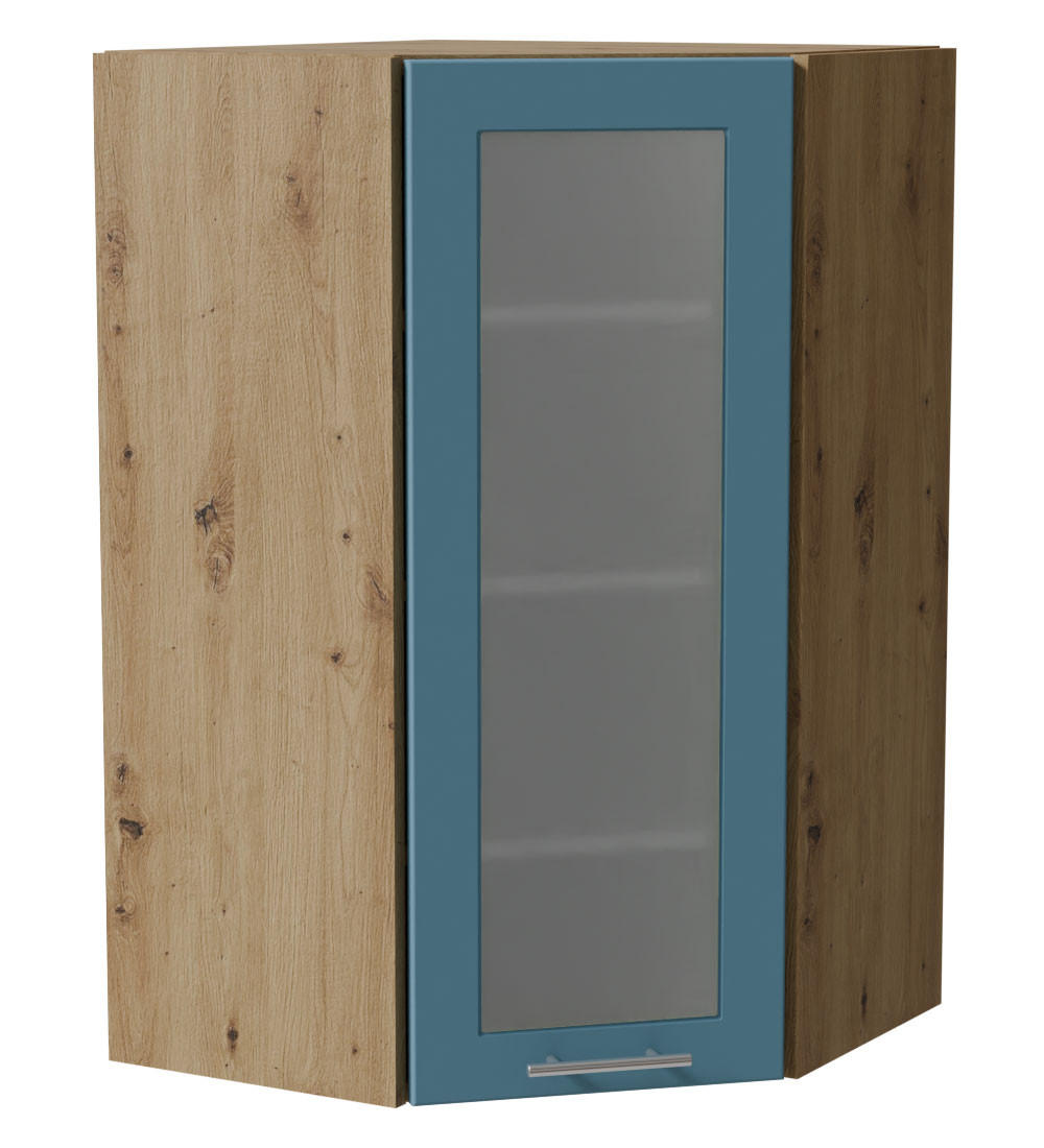 ECKHÄNGESCHRANK Bari W4S/10/60 RAL 5024 pastellblau (K5) / Eiche Artisan 60 / 60 / 96cm - Blau/Eiche Artisan, Holz/Holzwerkstoff (60/96/60cm) - Feldmann-Wohnen