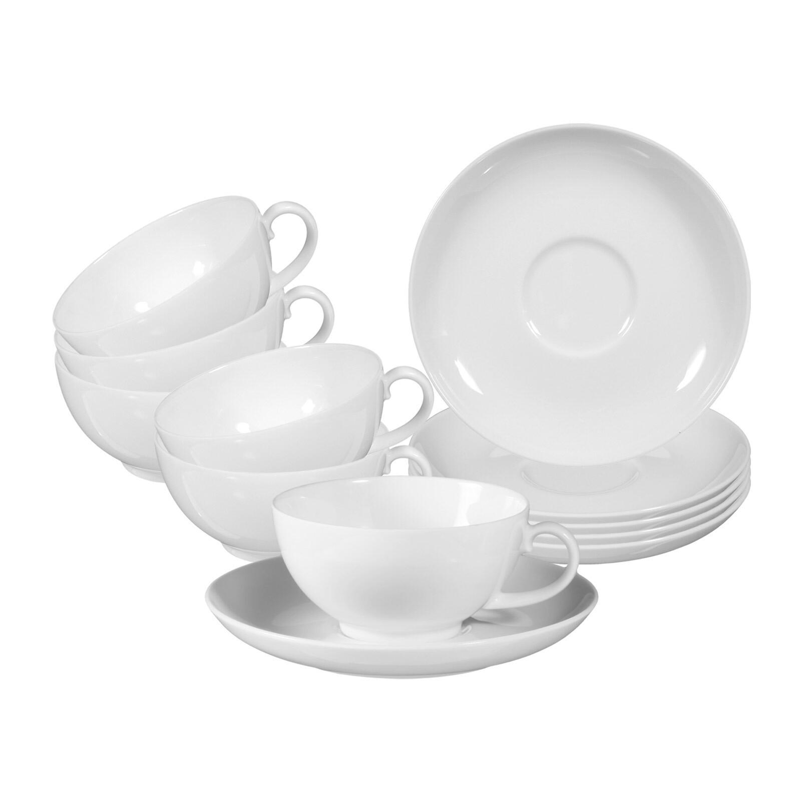TEETASSEN MIT UNTERTASSEN Rondo/Liane weiß 0,2l 6er Set - Weiß, Keramik (0.2L) - Seltmann Weiden