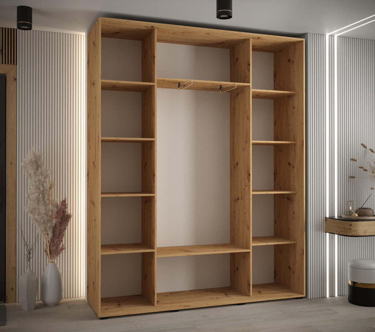 SCHWEBETÜRENSCHRANK 235,2/190/45 3-türig - Schwarz/Weiß, Holz/Metall (190/235/45cm) - Abiks Möbel