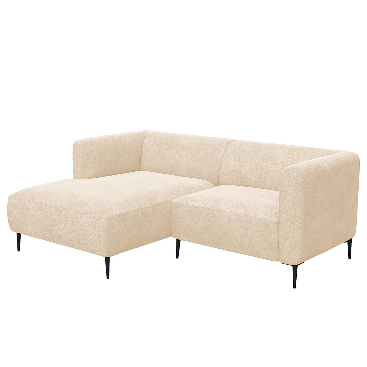 1,5-SITZER ECKSOFA mit Longchair - Beige/Schwarz, Textil/Metall (211/148cm) - home24