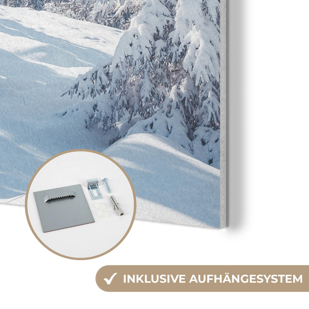AKUSTIKPANEEL Winterlandschaft - Natur - Berge - Bäume - Schnee 70x100 cm - Hellblau, Textil (70/0.9/100cm) - MuchoWow
