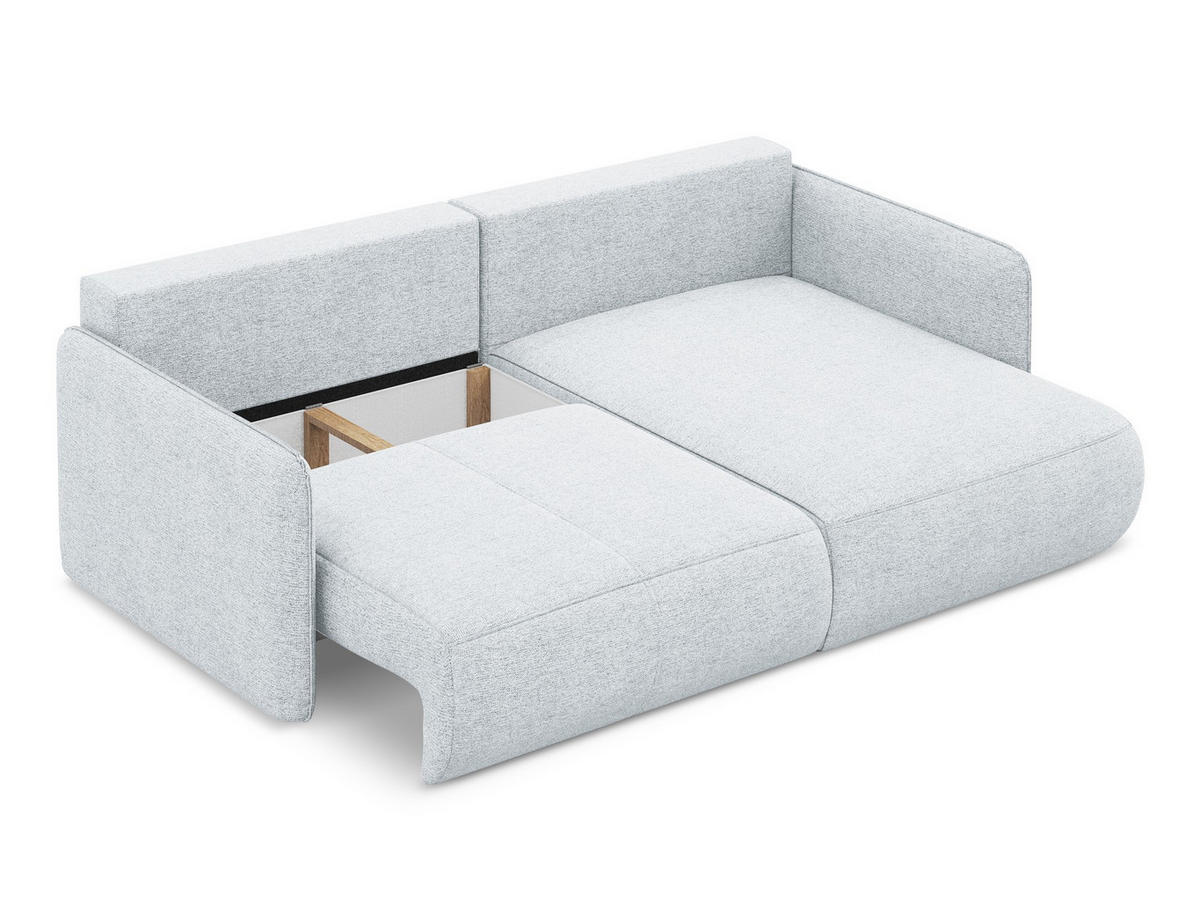 ECKSOFA mit Schlaffunktion Chenille Stoff Blau - Blau/Schwarz, Kunststoff/Textil (207/148cm) - Makamii