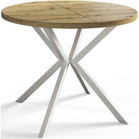 ESSZIMMERTISCH LOFT LITEN, ausziehbarer Tisch 100 cm/180 cm, Farbe: Mattbraun, mit Metallbeinen in Farbe Weiß - Hellbraun/Weiß, Holzwerkstoff (100/100/76cm) - Alpi-Möbel