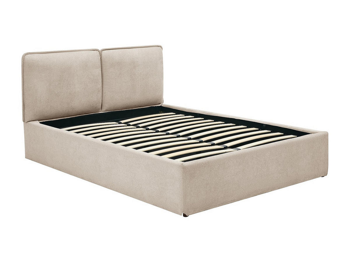 BETT mit Bettkasten - 2 Personen - Stoff - Beige - - Beige, Textil (160/200cm) - Vente-Unique