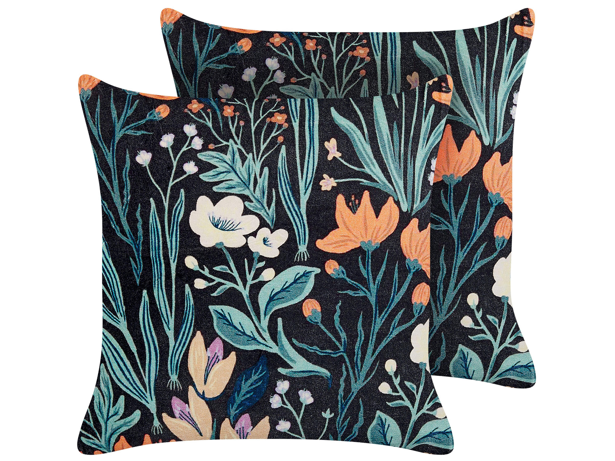 DEKOKISSEN 2er-Set Schwarz 45/45 cm Osmunda - Schwarz, Textil (45/45cm) - Beliani