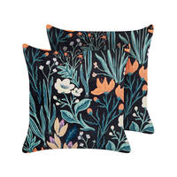 DEKOKISSEN 2er-Set Schwarz 45/45 cm Osmunda - Schwarz, Textil (45/45cm) - Beliani