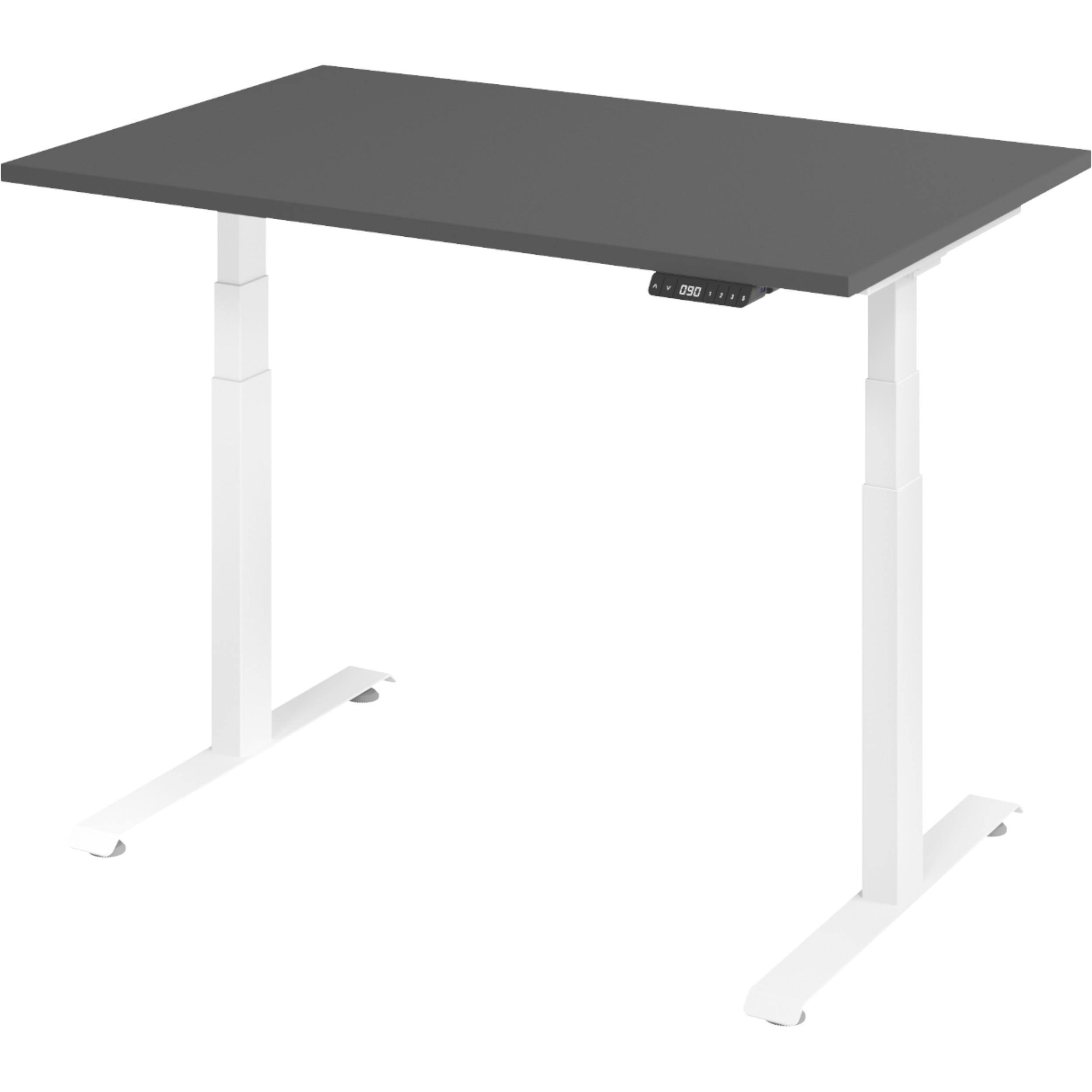 SCHREIBTISCH elektrisch 80/120/74 cm in Graphitfarben/Weiß - Graphitfarben/Weiß, Holzwerkstoff (80/120/74cm) - bümö