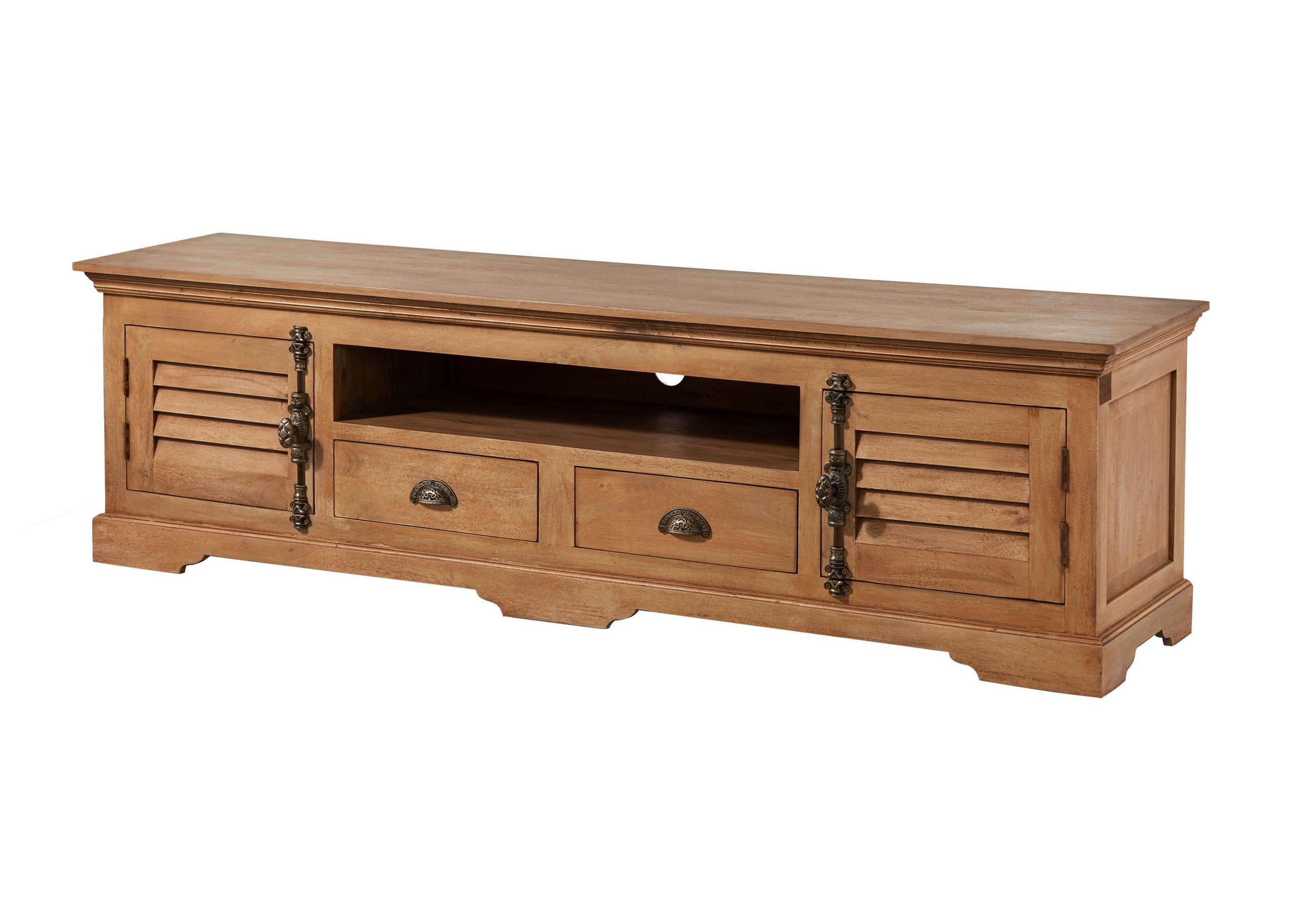 TV-BOARD Mango 200x45x55 beige geölt TOULOUSE #10 - Beige, Holz (200/55/45cm) - Massivmoebel24
