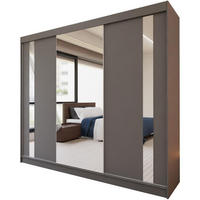 SCHWEBETÜRENSCHRANK Gaja 240/216/61 graphit mit Spiegel - Graphitfarben, Holzwerkstoff (240/216/61cm) - Beautysofa