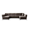 WOHNLANDSCHAFT mit Schlaffunktion & Bettkasten, luxus Nube-Stoff - Dunkelbraun/Schwarz, Textil/Metall (362/90/191cm) - Eltap