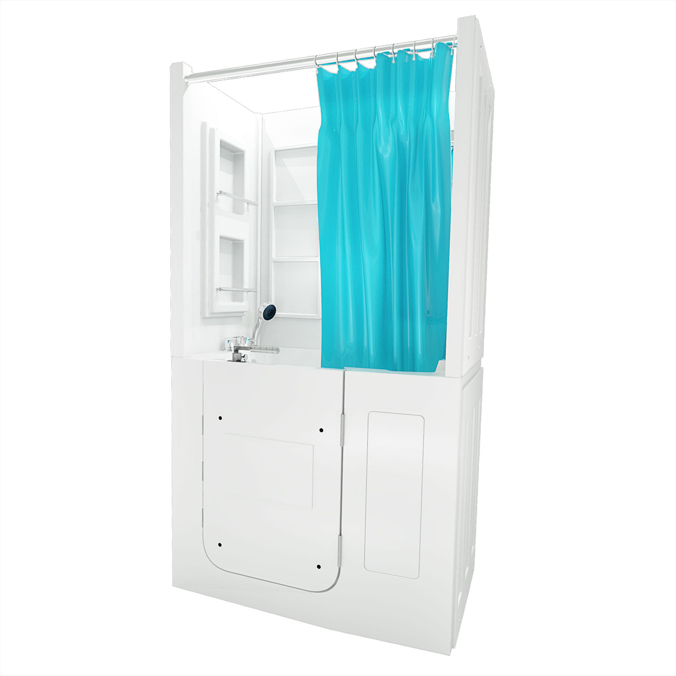 SENIOREN Dusche Sitzwanne mit Tür Seniorenwanne S08D-C-R - Weiß, Glas/Kunststoff (110/68/205cm) - AcquaVapore by Sandra Jentho