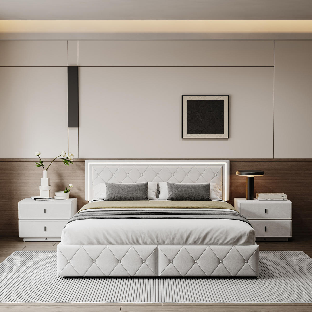 DOPPELBETT,JUGENDBETT 160x200 cm mit Schubladen verstellbares Kopfteil - Beige, Holz (160/200cm) - PARAFTA HOME