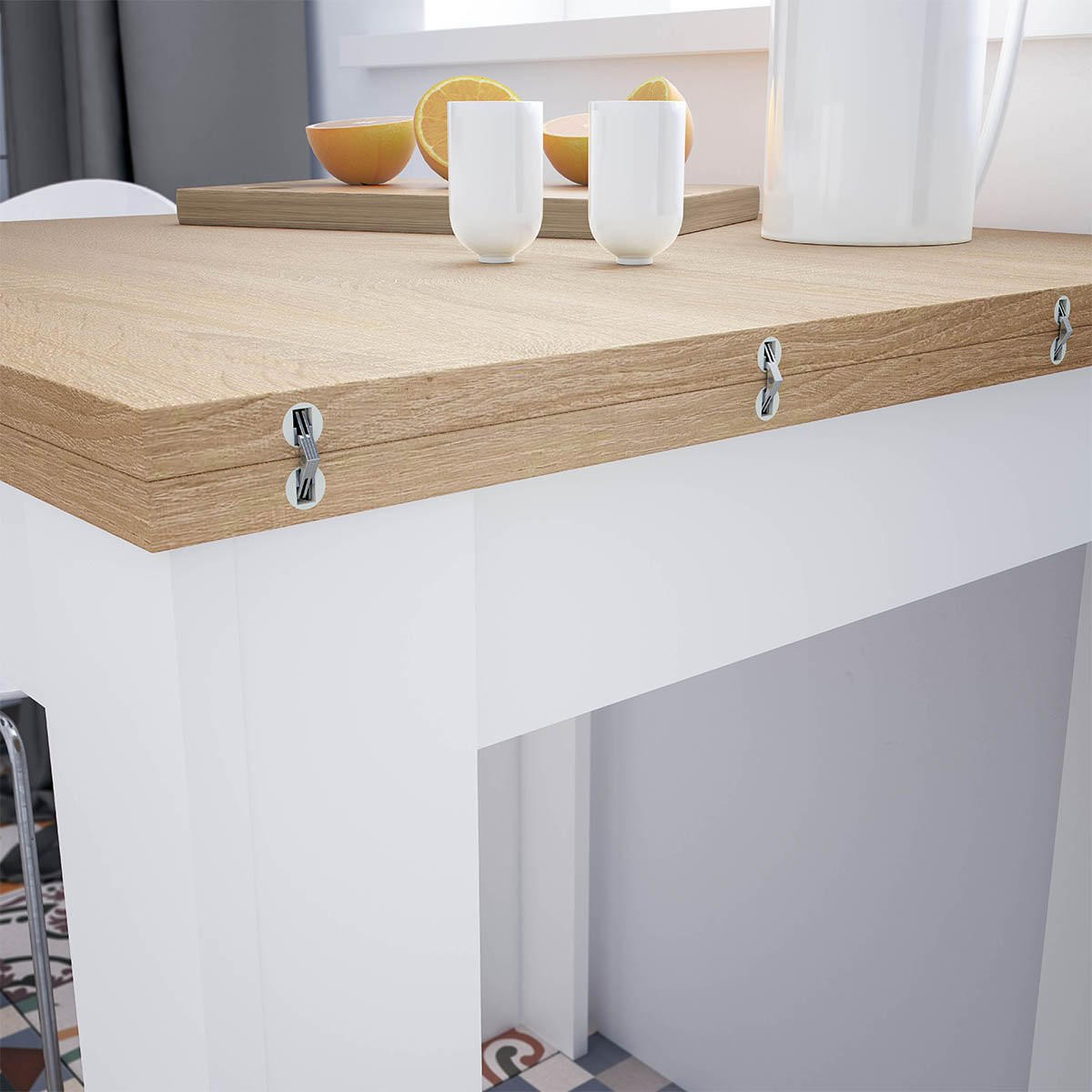 TISCH ausziehbarer Klappsystem in Buchform 67/67/79 cm - Weiß, Holzwerkstoff (67/67/79cm) - Calicosy