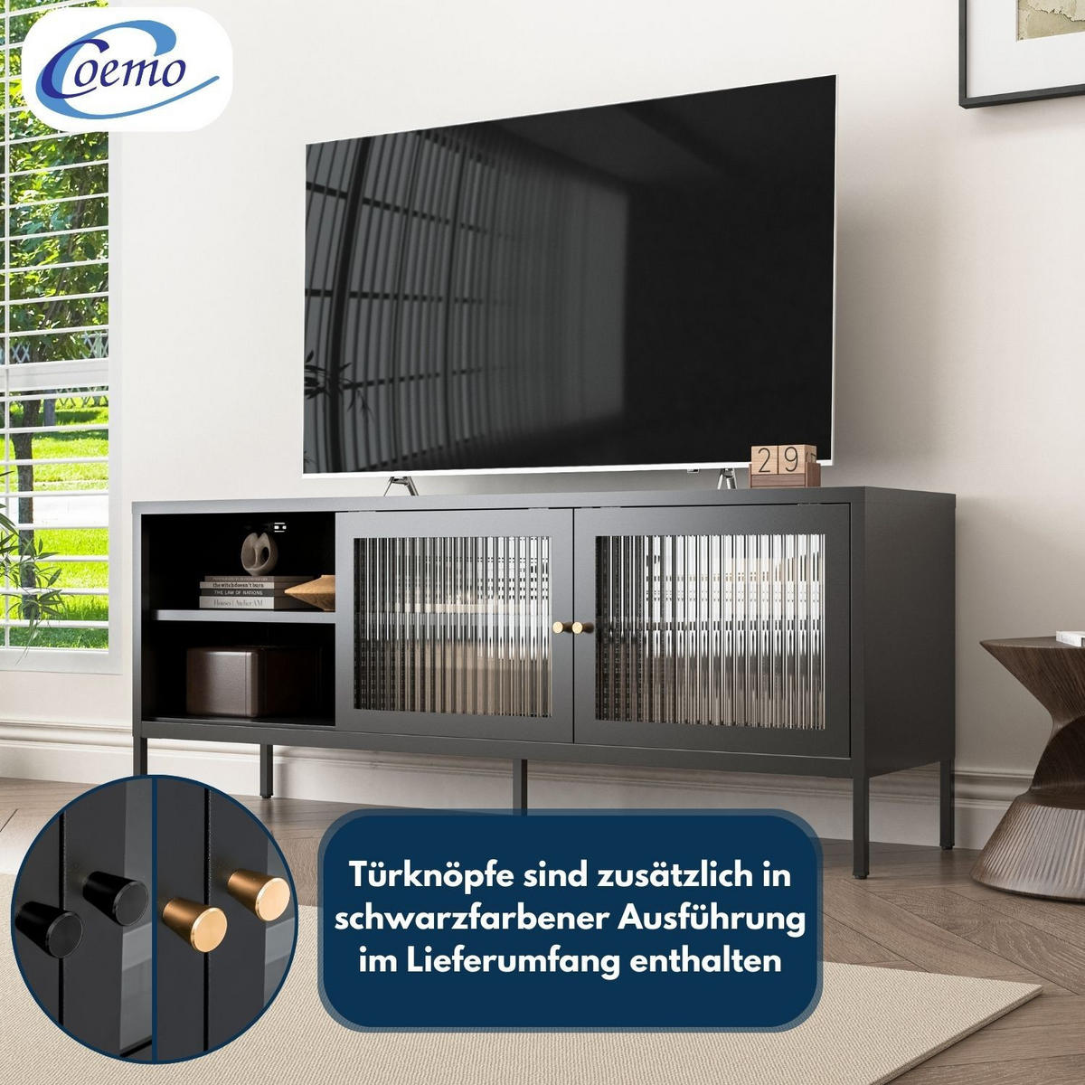TV-LOWBOARD TOKIO Metall Schwarz 150/40/60 cm - Schwarz, Metall (40/60/150cm) - Coemo