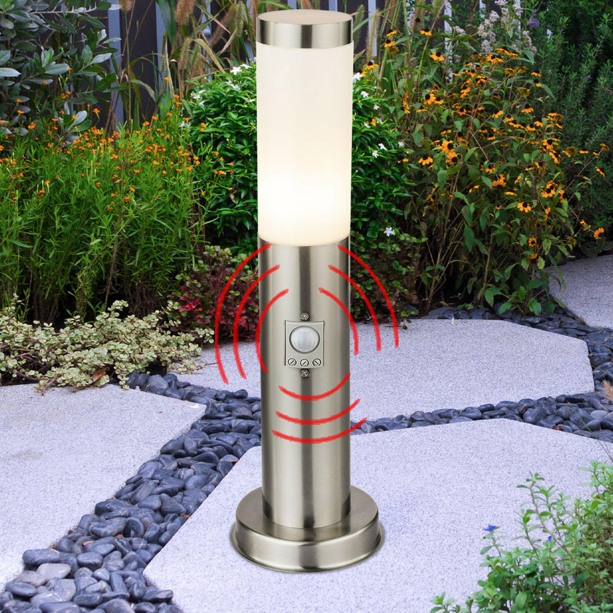 LED STEHLEUCHTE Edelstahl Silber - Silberfarben, Kunststoff/Metall (7.6/45/7.6cm) - Globo Lighting