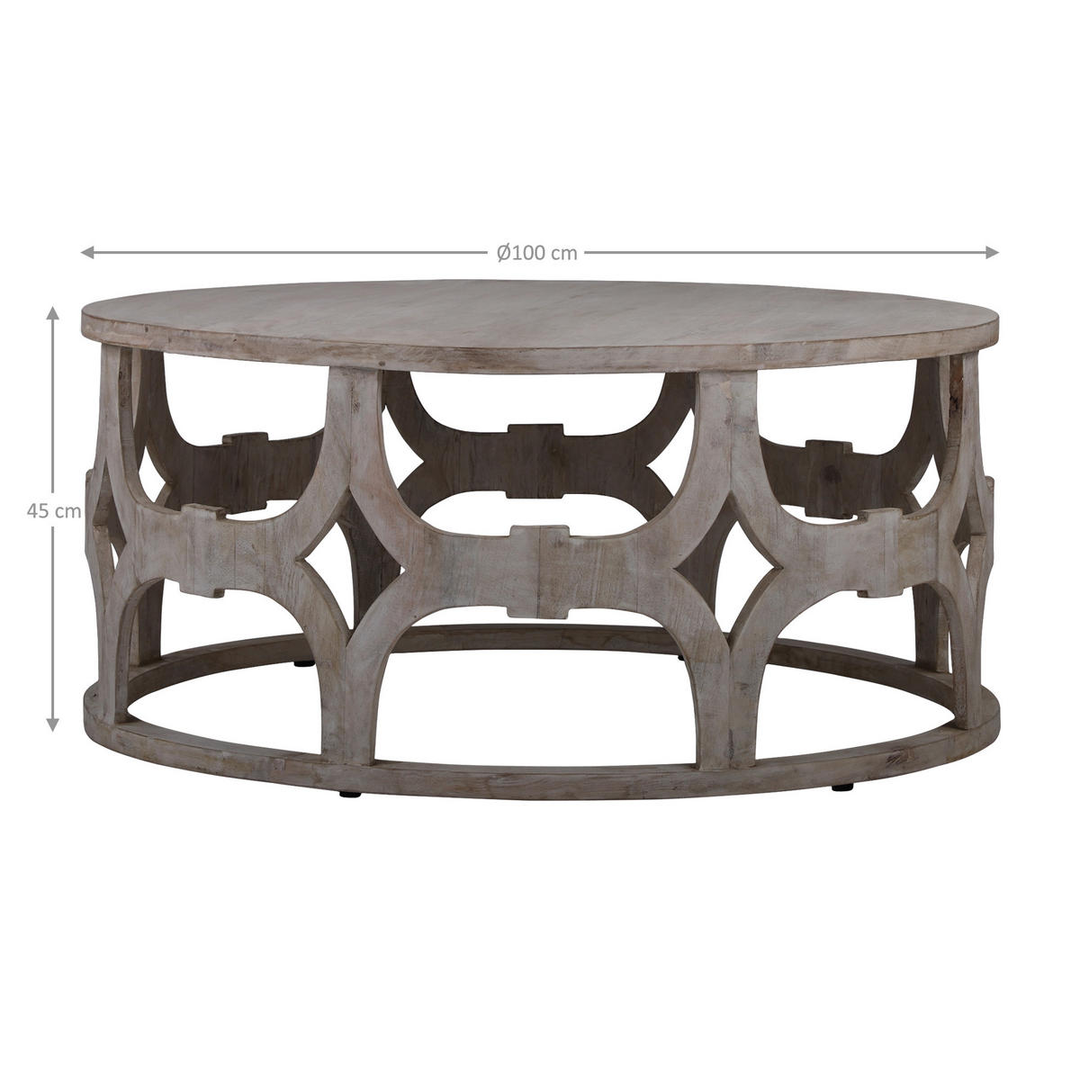 COUCHTISCH Ø100x45 cm rund Natur handgefertigt aus Mangoholz - Naturfarben, Holz (100/45/100cm) - WOMO-DESIGN