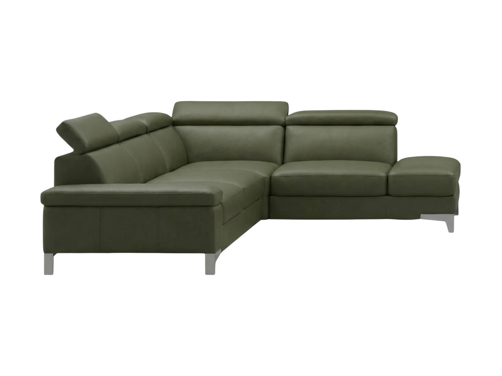 ECKSOFA Talisman Echtleder Olivgrün - Olivgrün, Leder/Metall (271/224cm)
