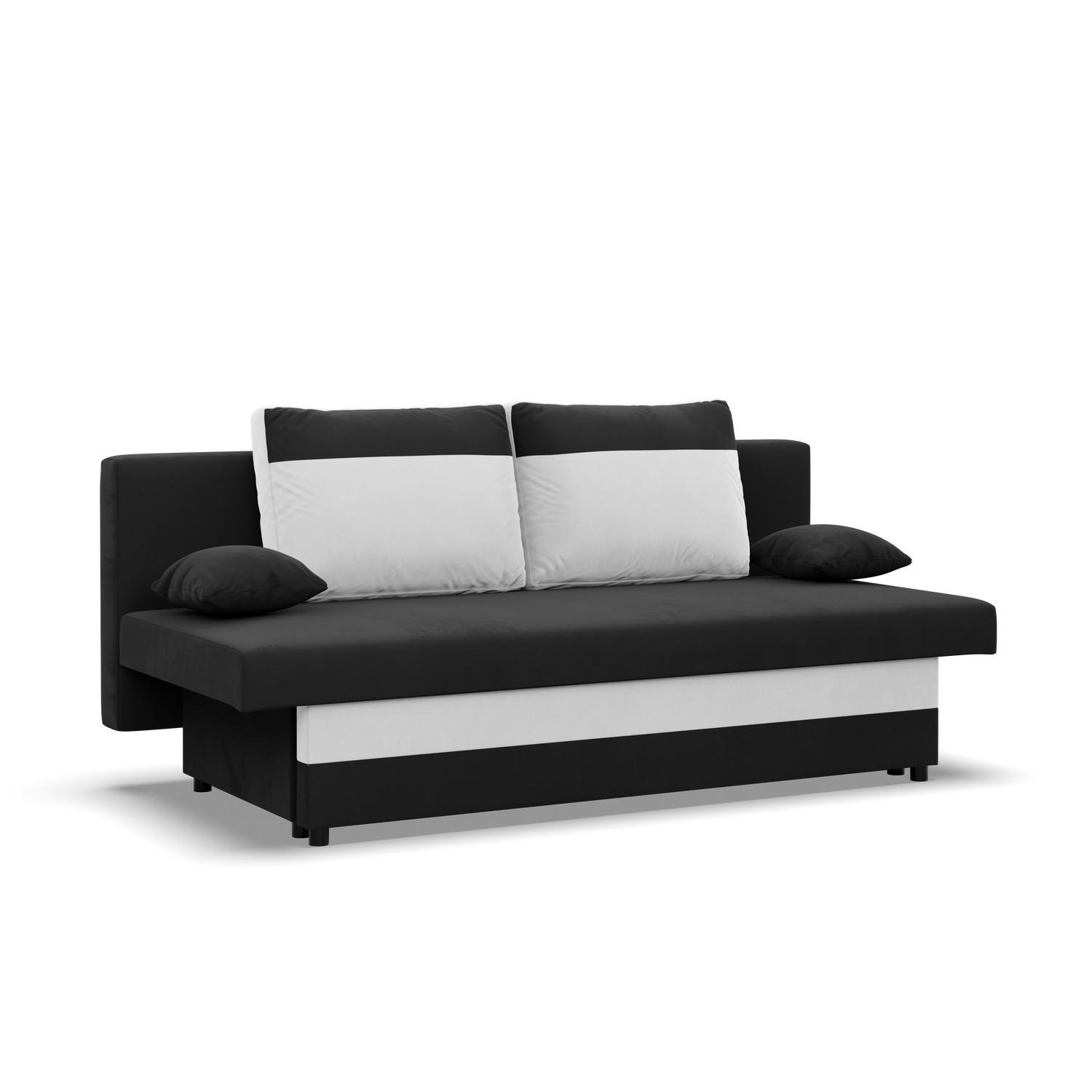 SOFA 3-SITZER MIT SCHLAFFUNKTION NOLA Schwarz/Weiß - Schwarz/Weiß, Textil (86/85/191cm) - Mebligo