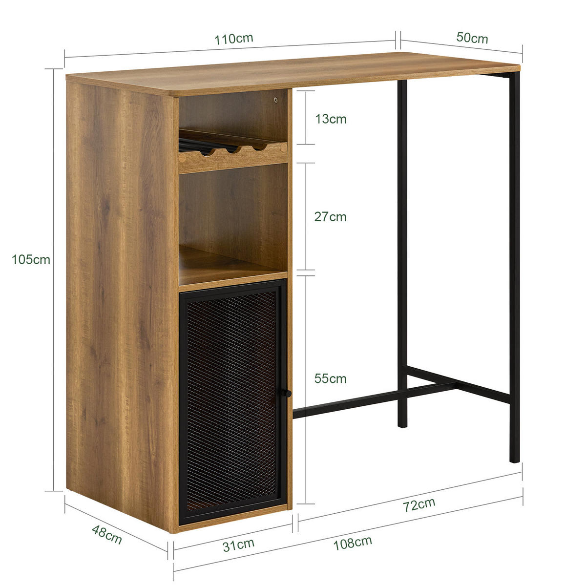BARTISCH Vintage - Braun, Holzwerkstoff/Metall (110/105/50cm) - SoBuy