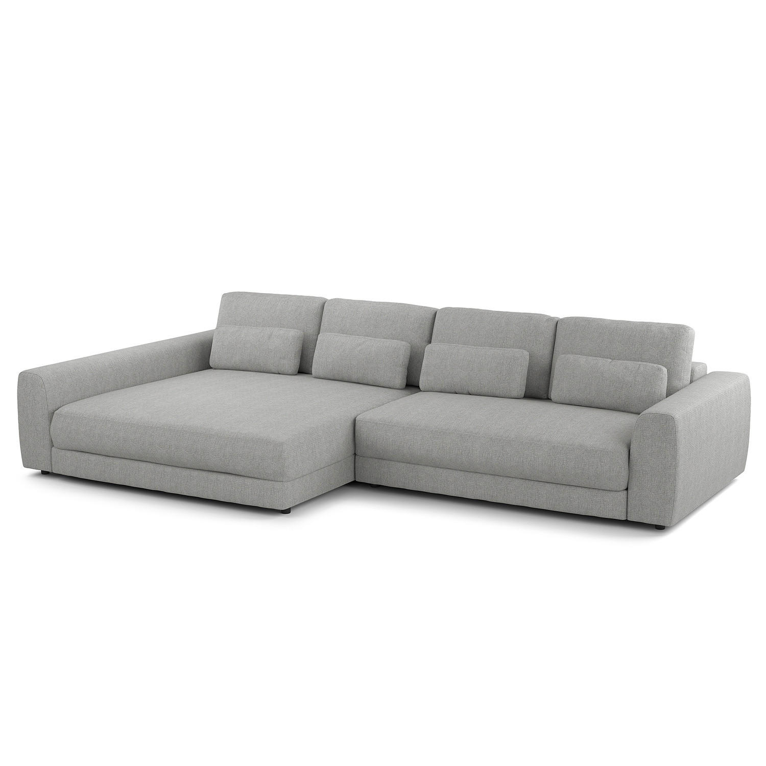 ECKSOFA mit XXL-Longchair - Hellgrau/Schwarz, Kunststoff/Textil (323/182cm) - home24