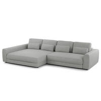 ECKSOFA mit XXL-Longchair - Hellgrau/Schwarz, Kunststoff/Textil (323/182cm) - home24