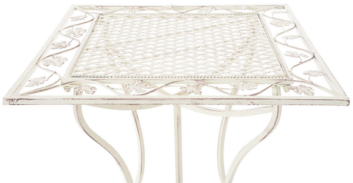 GARTENTISCH eckig 60/60/72 cm Metall Antik-Creme - Creme, Metall (60/60/72cm) - CLP