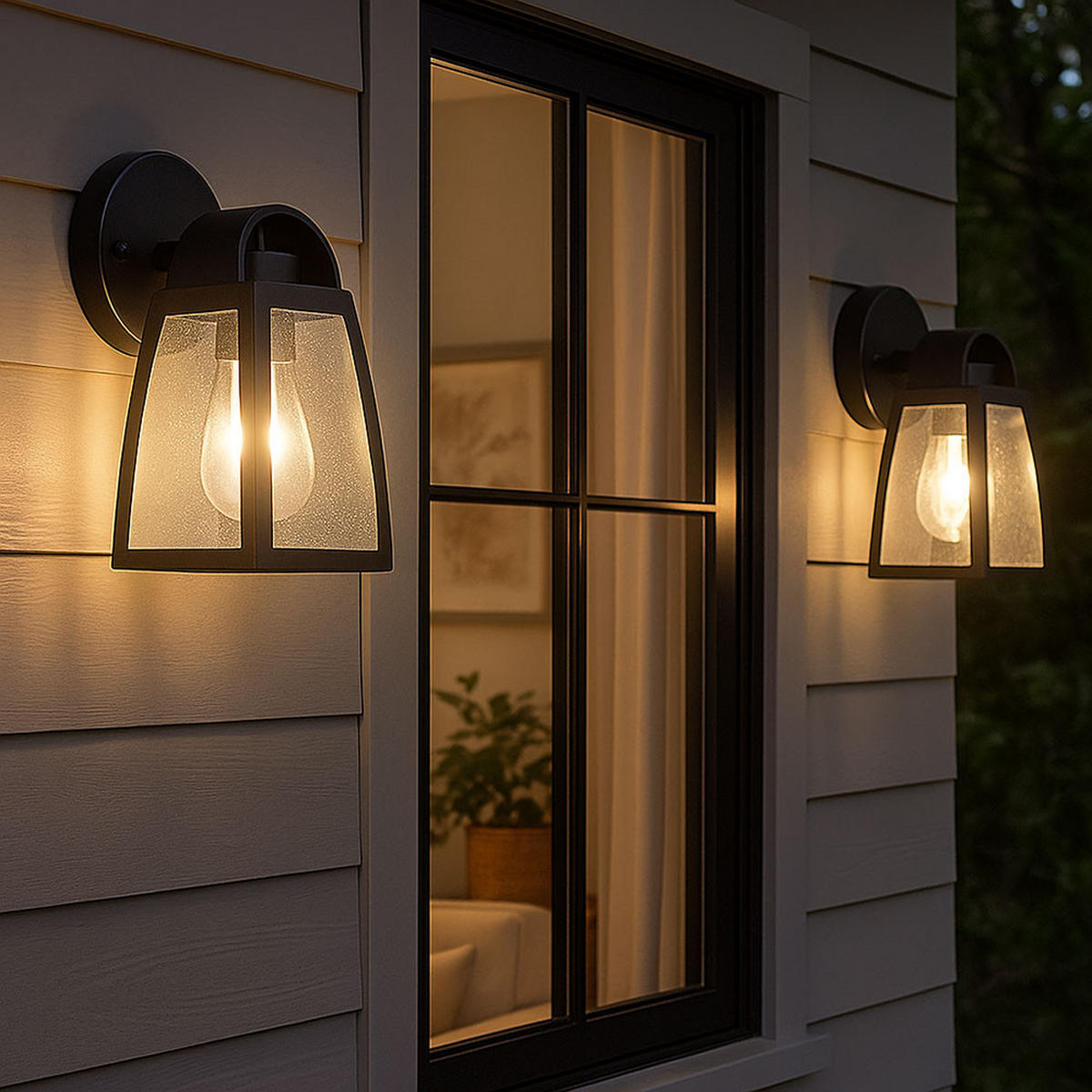 LED AUSSEN WANDLEUCHTE ALU Glas Schwarz 2er Set - Schwarz, Glas (20/12/12cm)