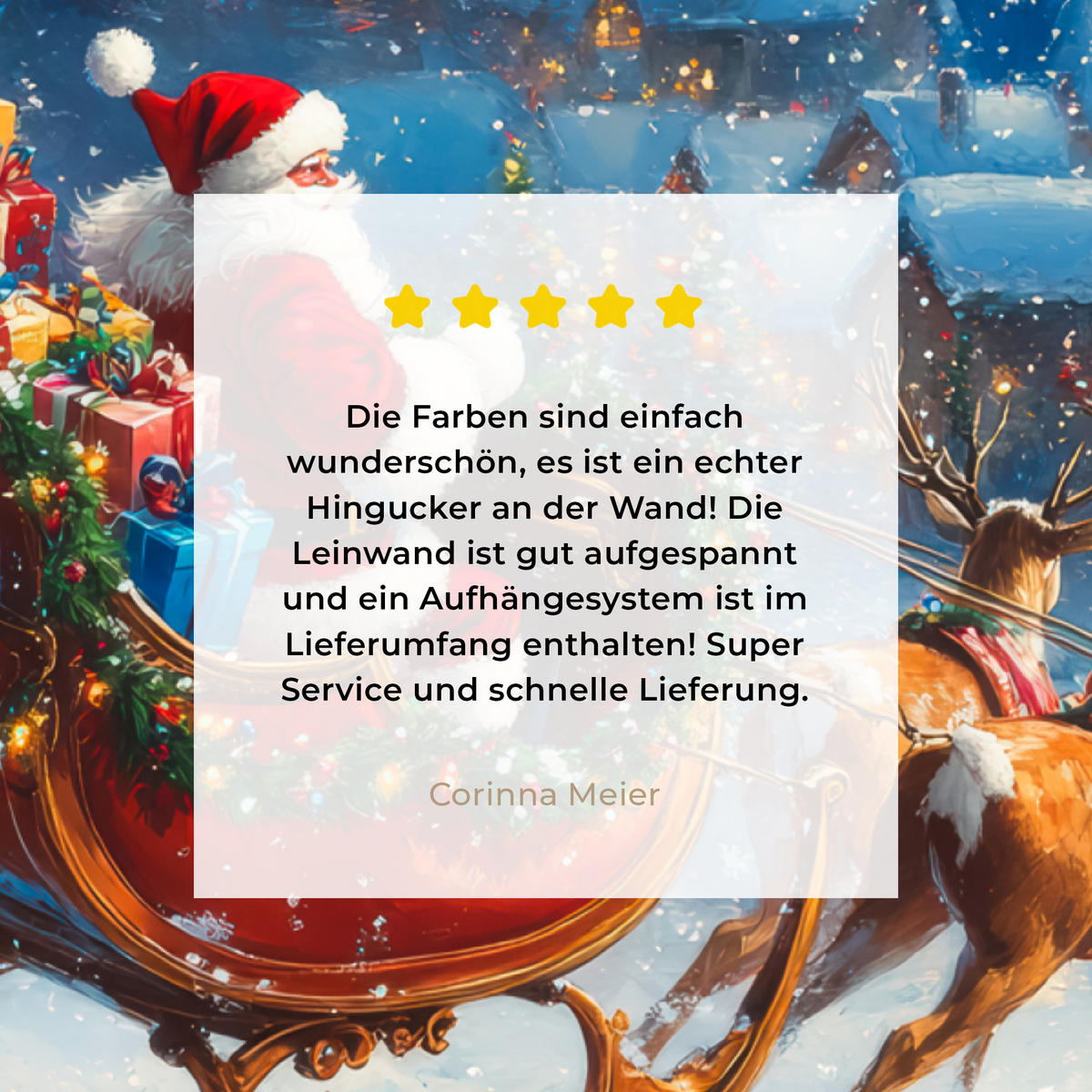 LEINWANDBILD Weihnachtsmann - Rentier - Weihnachten - Schnee 30x40 cm - Cognac, Textil (30/40cm) - MuchoWow