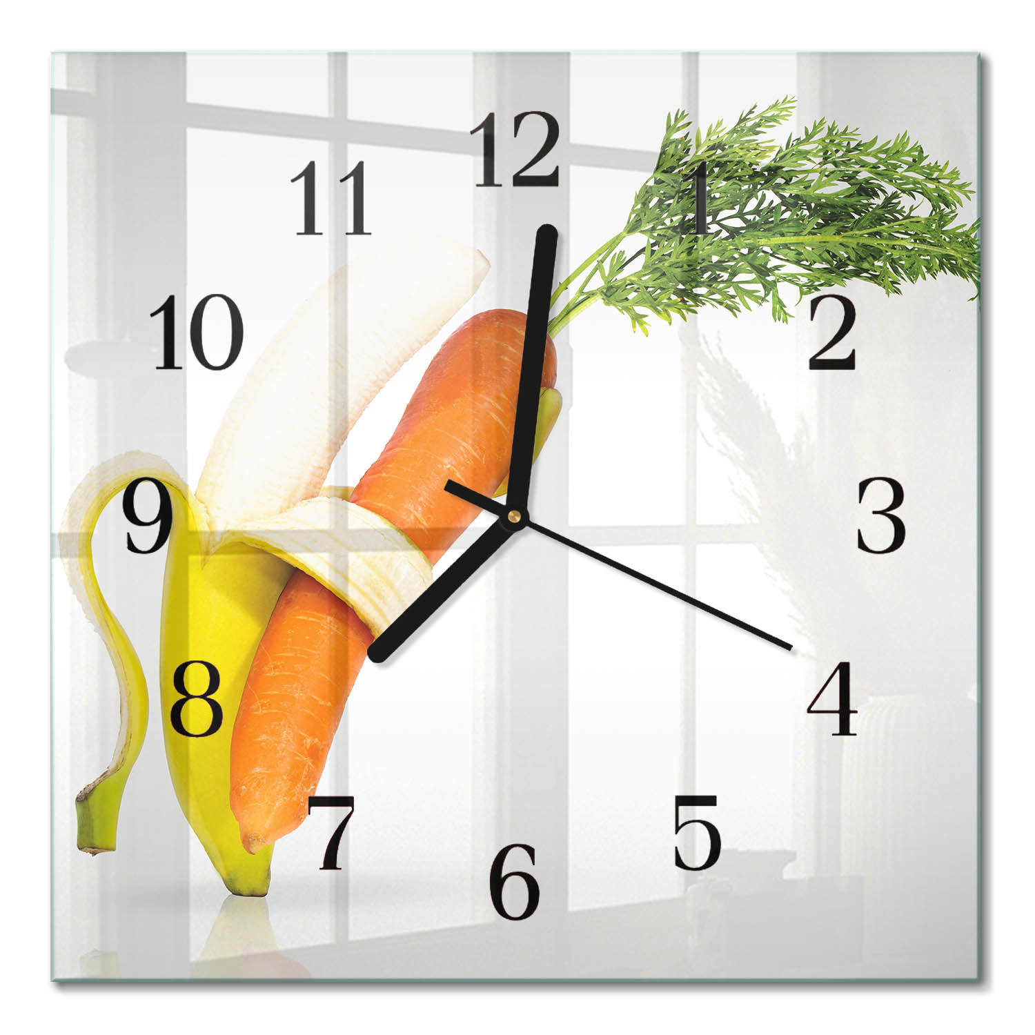 WANDUHR 30x30 cm - Karotten und Bananen - Orange, Glas (30/30/0.4cm) - TULUP