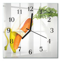 WANDUHR 30x30 cm - Karotten und Bananen - Orange, Glas (30/30/0.4cm) - TULUP