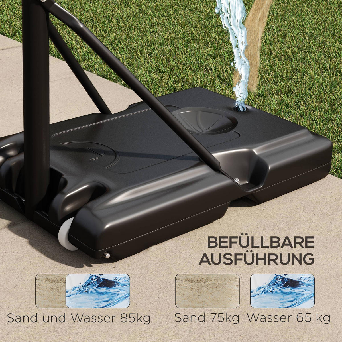 BASKETBALLKORB - Schwarz, Metall (60/90cm) - SPORTNOW