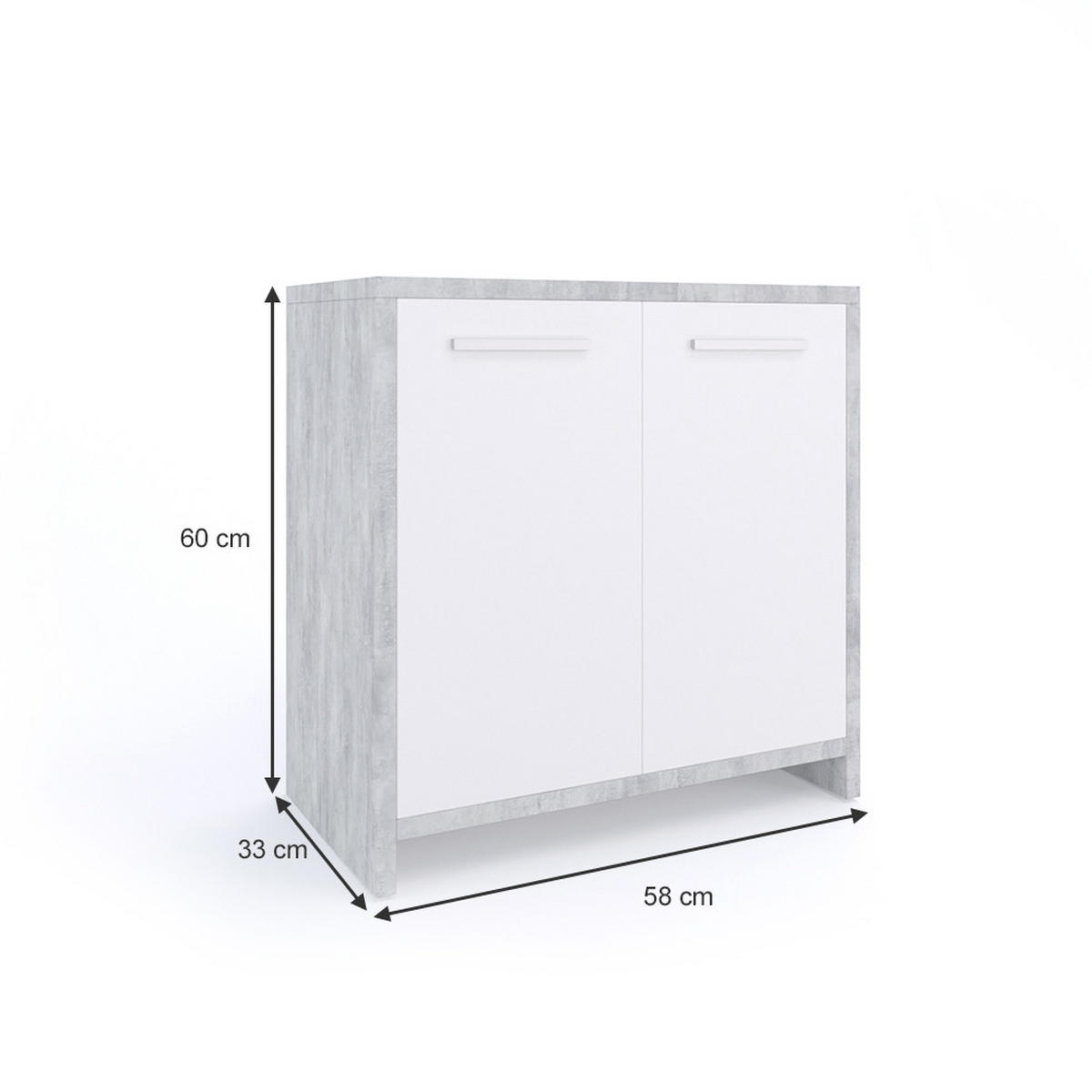 WASCHBECKENUNTERSCHRANK Kiko Beton 58 x 60 cm - Weiß/Grau, Holzwerkstoff (58/60/33cm) - Vicco