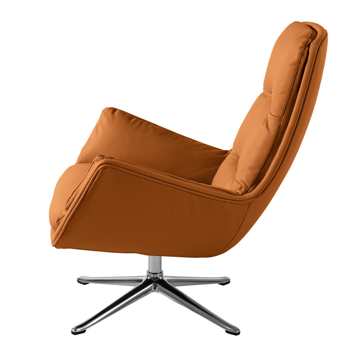 SESSEL mit Kreuzfuß - Chromfarben/Cognac, Leder/Metall (83/95/97cm) - home24