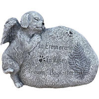 STEINFIGUR Hund am Grabstein mit Inschrift frostfest Steinguss - Grau, Stein (19/14/8cm) - stoneandstyle