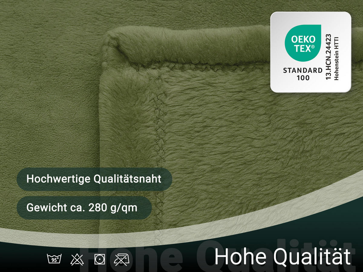KUSCHELDECKE, 220x240 cm, 100% Polyester - Olivgrün, Textil (220/240cm) - Zollner