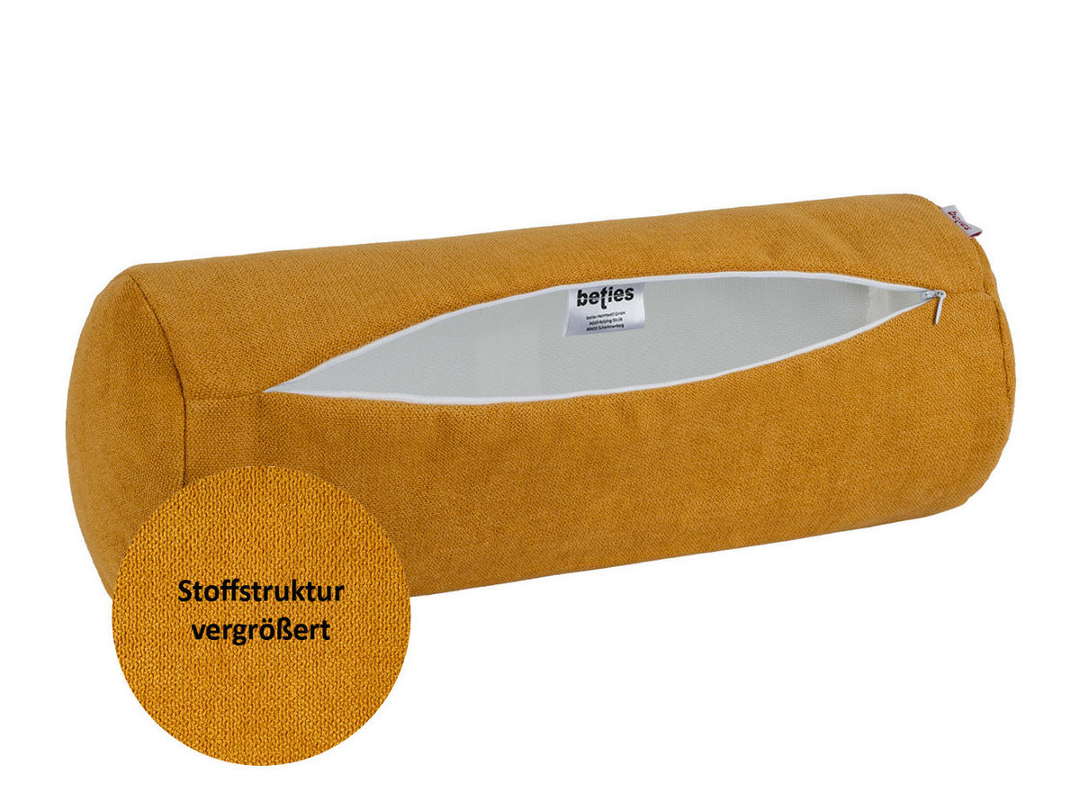 NACKENROLLENHÜLLE FarbTon Chenille-Haptik curry-gelb 40/15 cm - Currygelb, Textil (15/40cm) - beties Heimtextil
