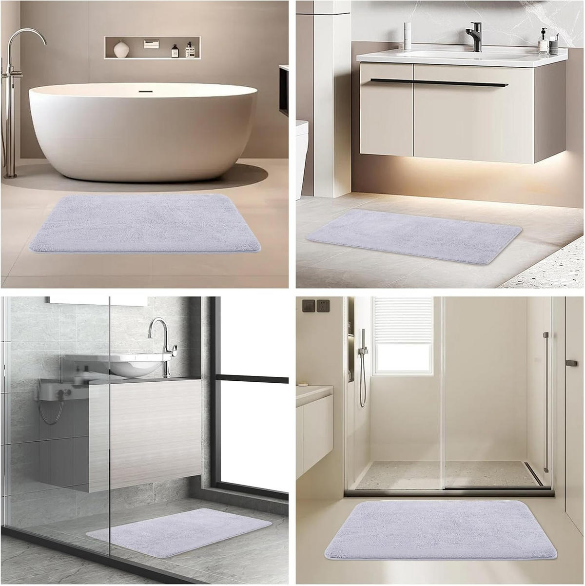 BADEMATTE rutschfest waschbar, weicher Badteppich, saugstark 50x80 cm Grau - Grau, Textil (50/80cm)