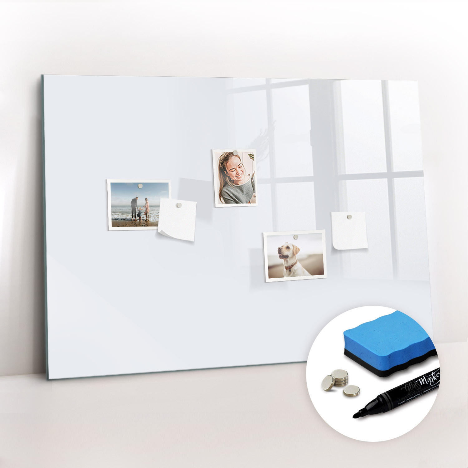 MAGNETTAFEL 100x70 Weiß schwarzer Marker - Weiß, Glas (100/0.4/70cm) - TULUP