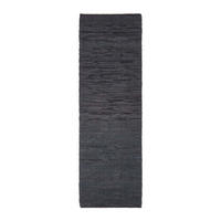 LEDER-TEPPICHLÄUFER Denver gewebt 66/200 cm - Schwarz, Leder (66/200cm) - Homescapes