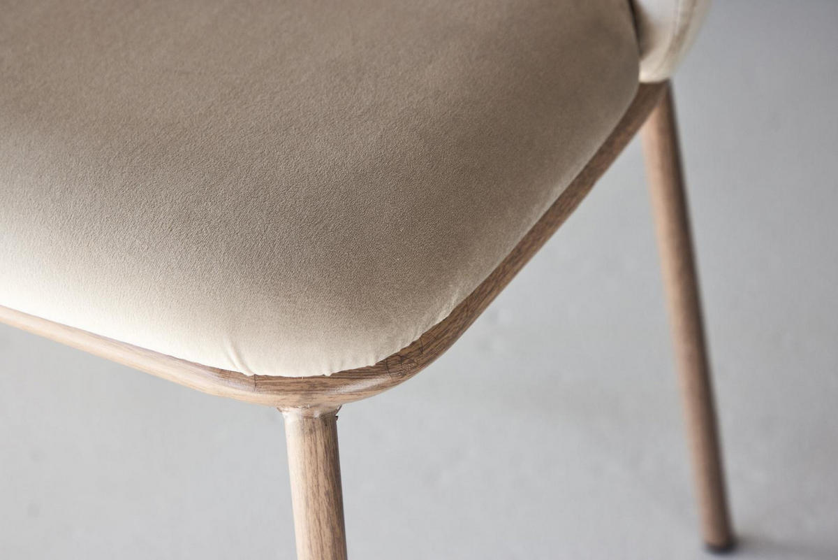 ESSZIMMERSTUHL, Edina, Beige, Metall / Polyester / Stoff, 53 x 60 x 77 cm - Beige, Textil/Metall (53/77/60cm) - ebuy24