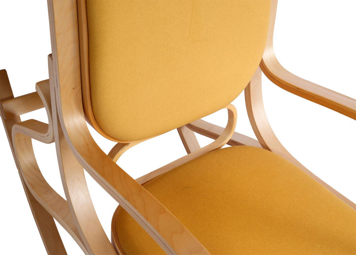 SCHAUKELSTUHL Eiche Dekor, Gelb - Eichefarben/Gelb, Holz (55/90/96cm) - MCW