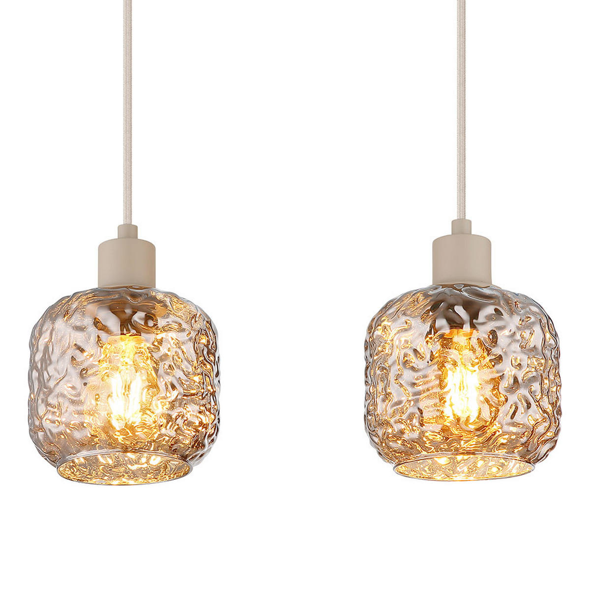 LED HÄNGELEUCHTE Rauchglas, 4-flammig - Beige, Glas (89/14/120cm) - Globo Lighting