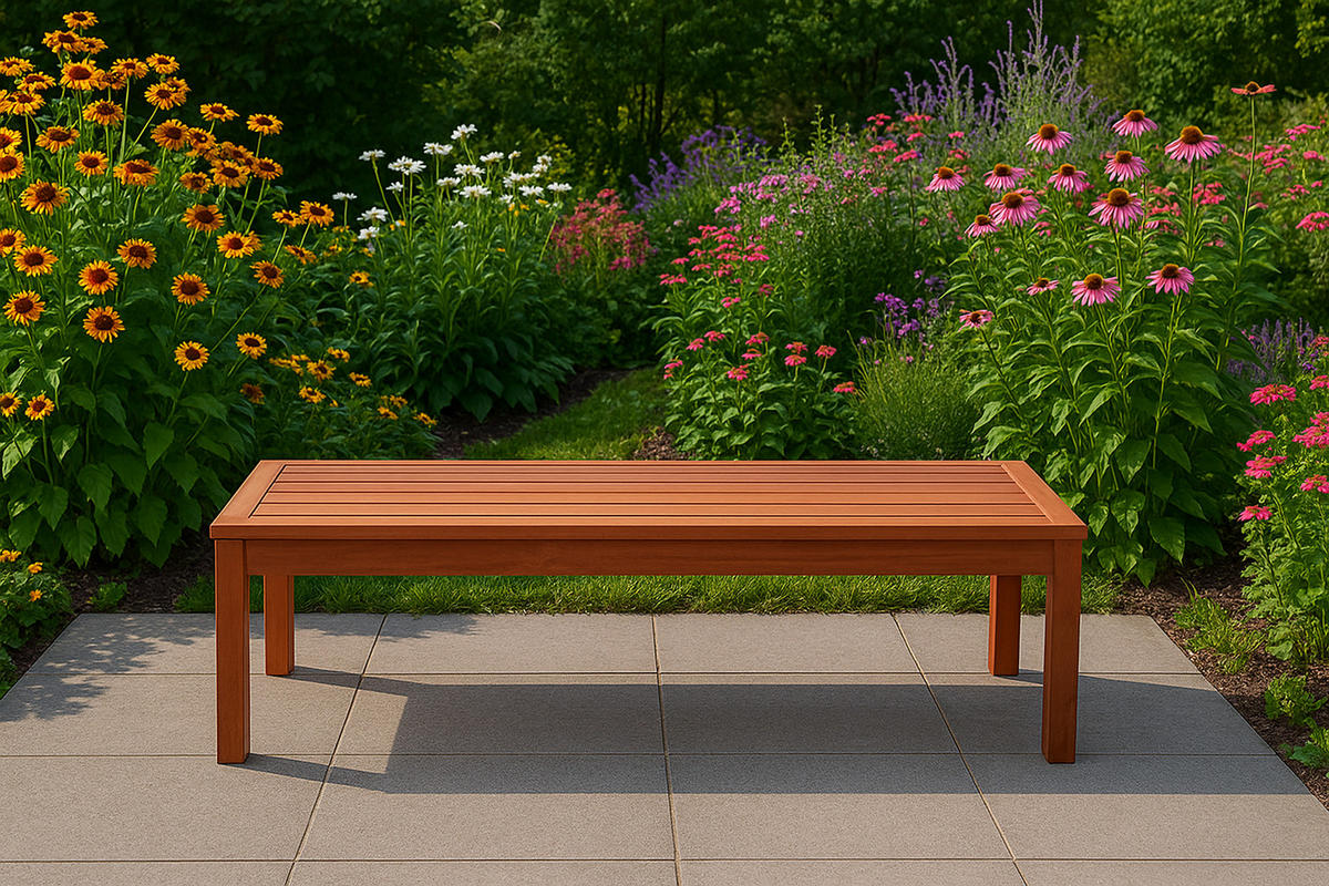 HOCKERBANK Solano 120 cm - 2-Sitzer - Eukalyptus - Braun, Holz (120/45/40cm) - TPFGarden