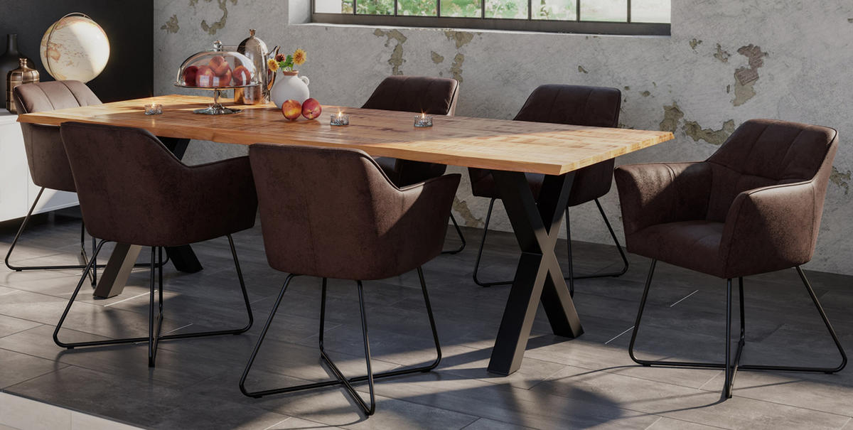 ESSTISCH DORA X - Beige/Schwarz, Holz/Metall (100/260/77cm) - SAM