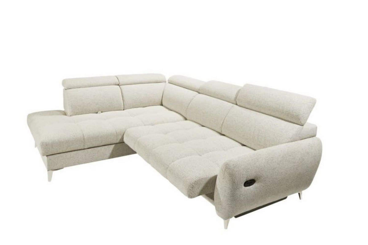 ECKSOFA mit elektrischer Sitztiefenverstellung und Bettkasten - Taupe/Chromfarben, Holz/Kunststoff (282/216cm) - ed exciting design