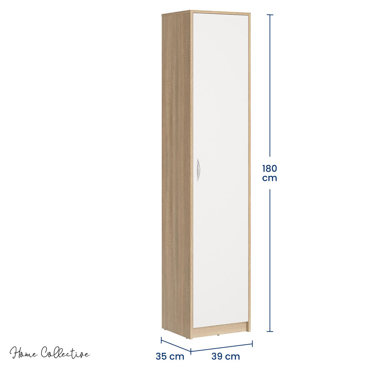 REGAL mit 4 Einlegeböden und 1 Tür in Sonoma / Weiß - Weiß/Sonoma Eiche, Holzwerkstoff (39/180/35cm) - Home Collective