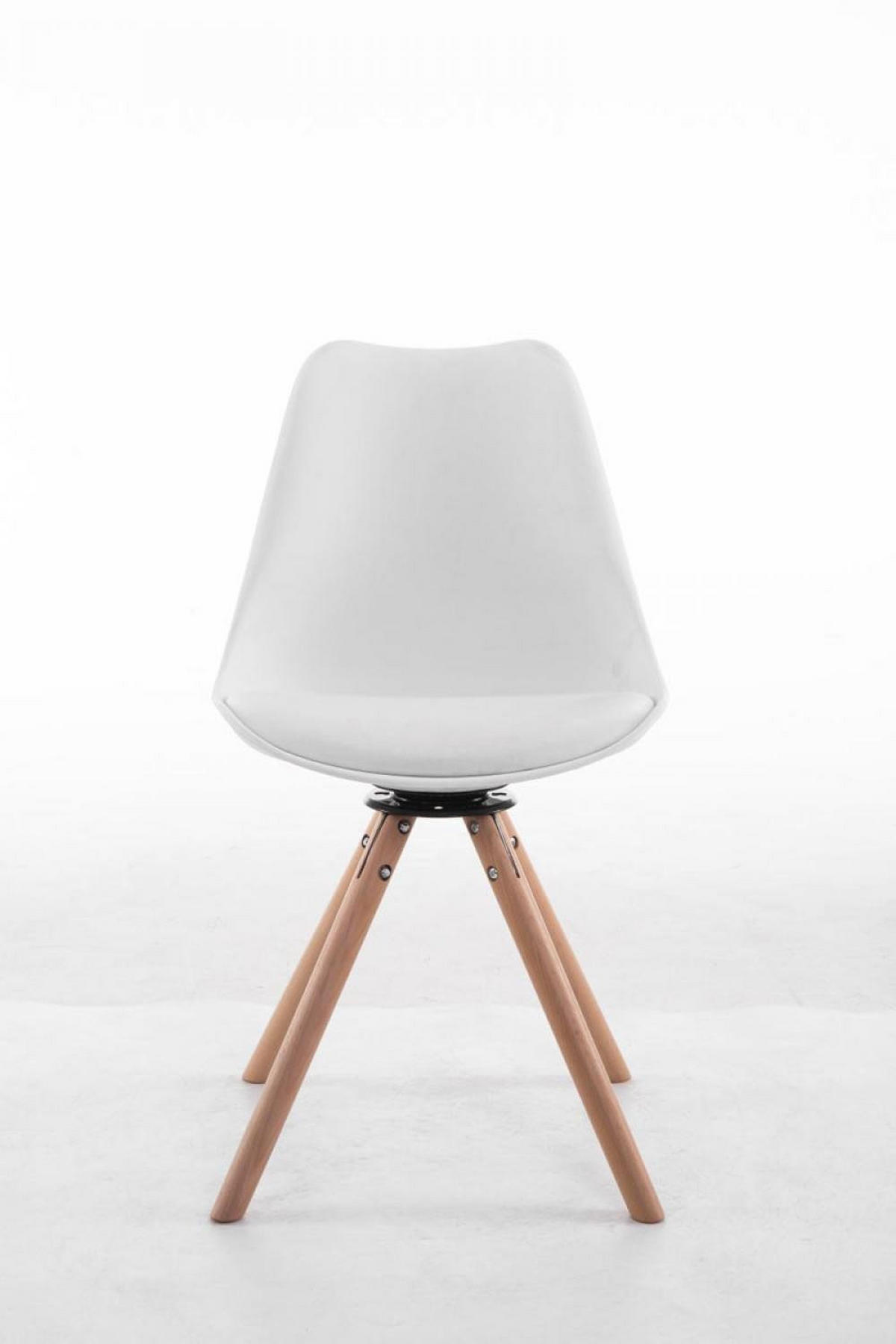 STUHL Lederlook weiß - Eukalyptusholzfarben/Weiß, Holz/Textil (48/84/56cm) - CLP