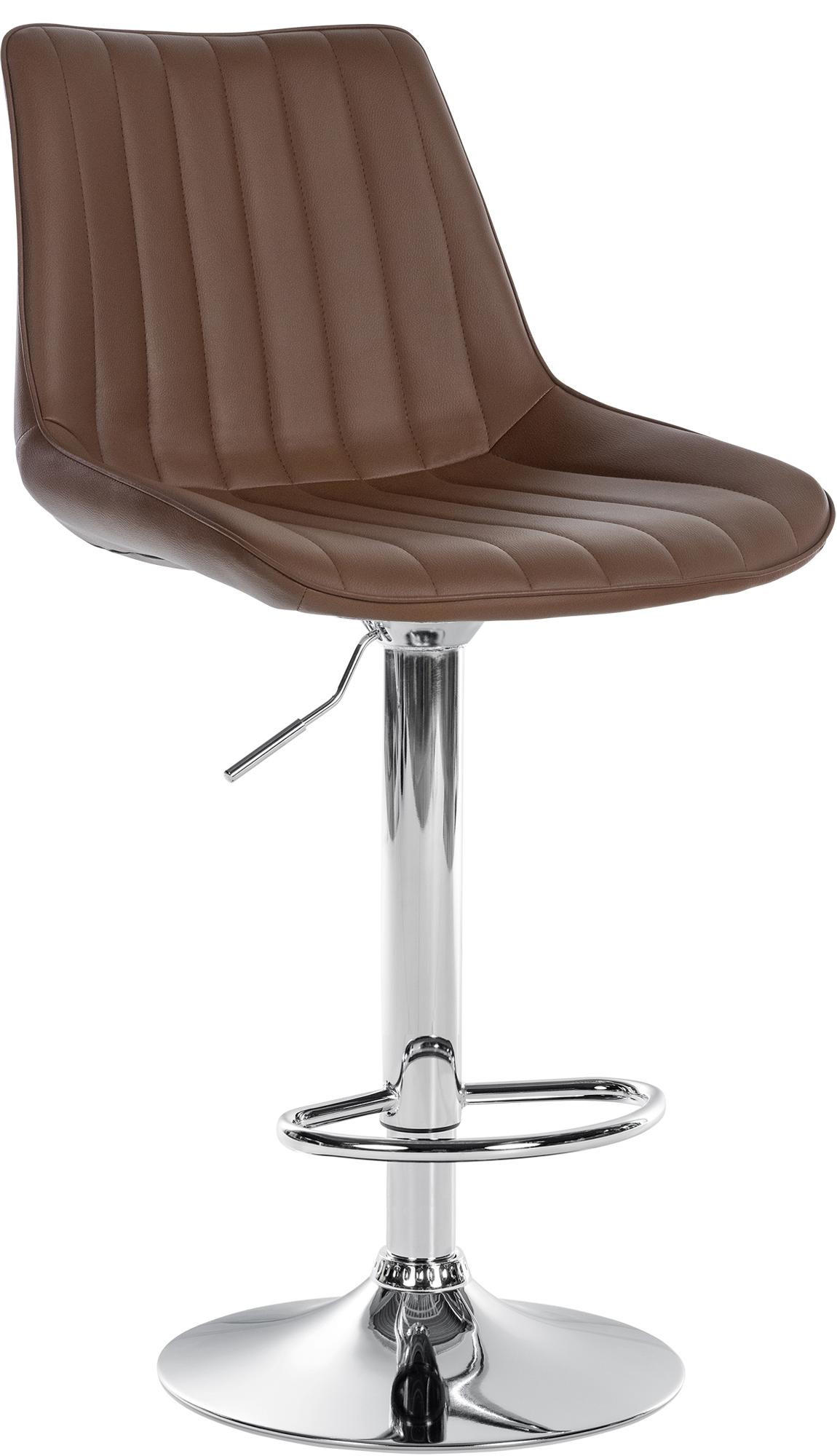 BARHOCKER RIO Braun Kunstleder Chrom - Braun, Leder/Metall (49.5/91/50cm) - DELUKE