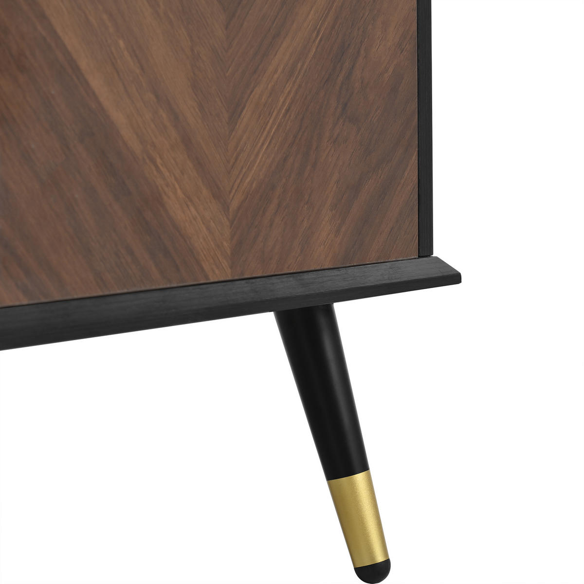 SIDEBOARD mit 3 Türen Walnussoptik und Goldene Akzente - Walnussfarben, Holzwerkstoff/Metall (140/80/40cm) - Urban Meuble