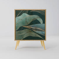 SIDEBOARD ROYAL GREEN, Eichefarben, 57,5x42x75,5 cm, Goldfarbene Metallfüße - Eichefarben/Goldfarben, Holzwerkstoff/Metall (57.5/75.5/42cm) - SpaceRebels